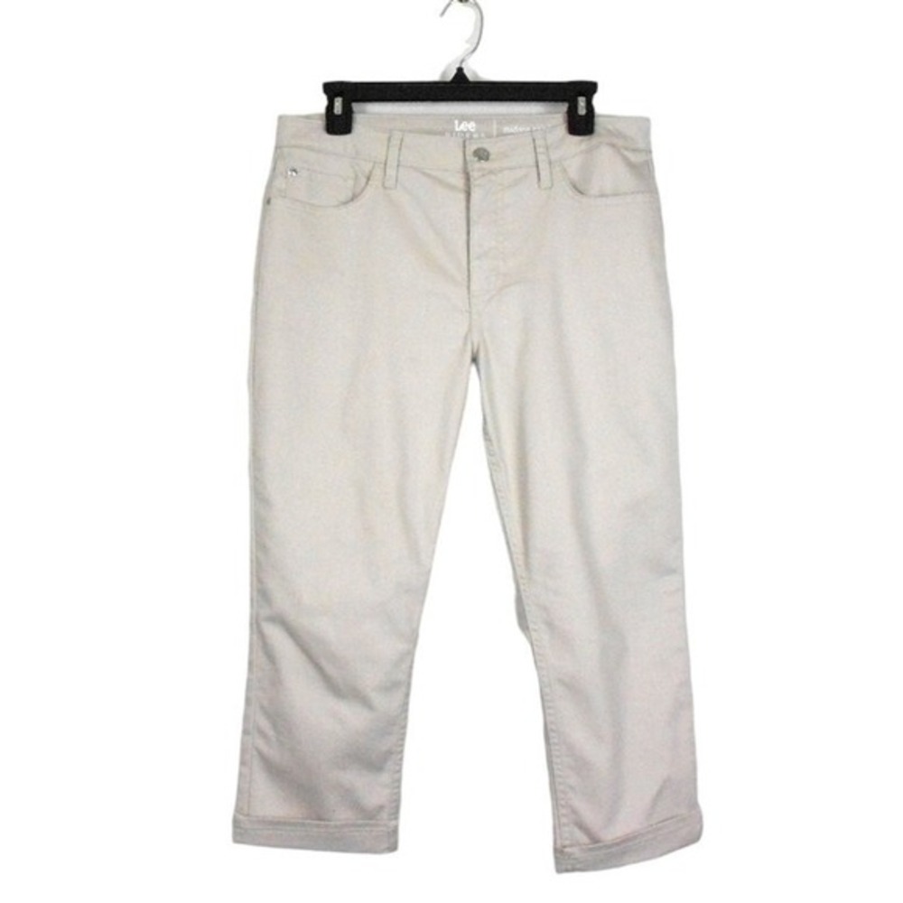 Lee Riders Womens Capri Pants Size 12 Beige Mid Rise Stretch Neutral‎ Casual